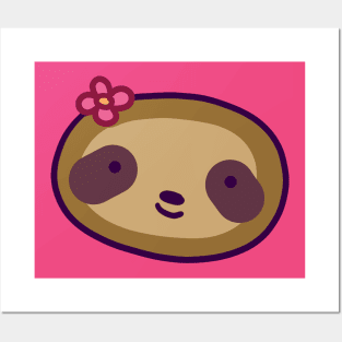 Flower Sloth Face Posters and Art